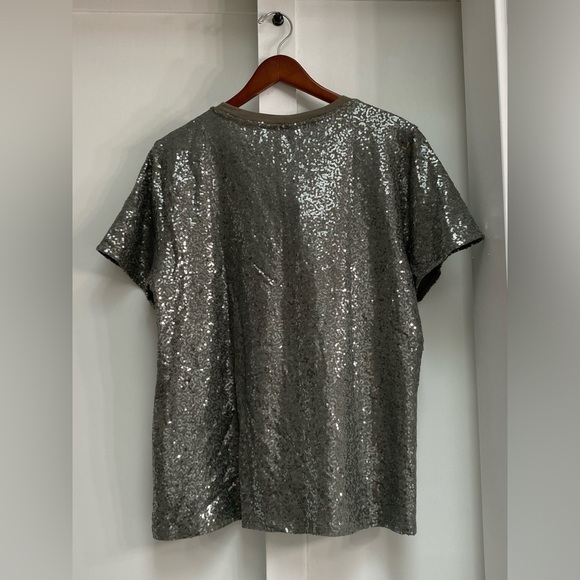 DKNY Olive Green Sequin Tee - NWT, Size XL - Picture 3 of 4